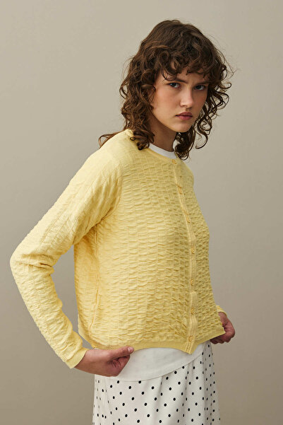 Fahhar Drawstring Viscose Cardigan Yellow