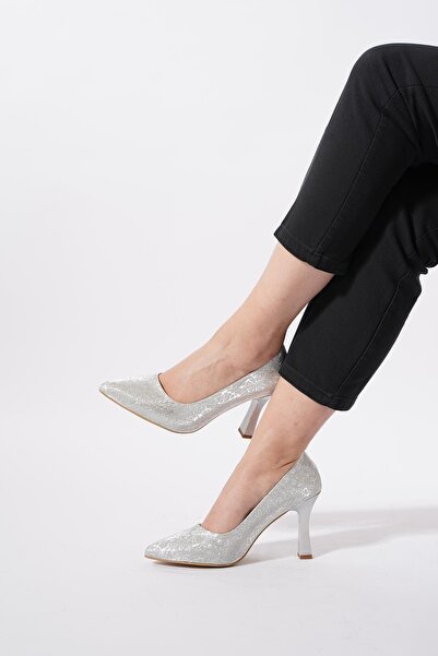 Moda Pie Opefe Düz Gova Women's Evening Dress Shoes Silver Glitter