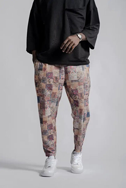 FıttingRoom Patterned Baggy Pants with Elastic Waist