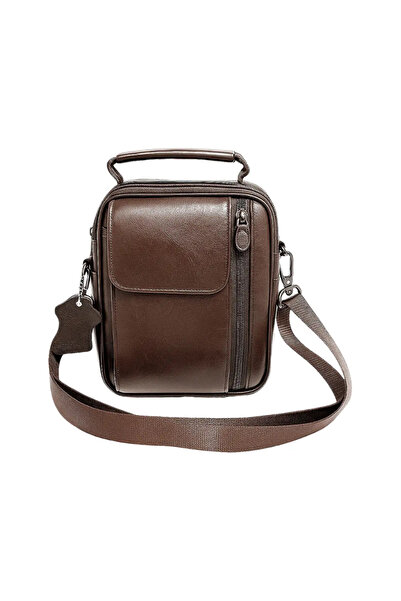 Magrot Borseta din piele naturala maro, cu suport telefon, pentru mana, umar ...
