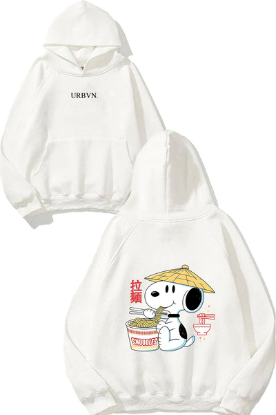 urbvn سويت شيرت أبيض كبير الحجم مطبوع بتصميم Snoodles