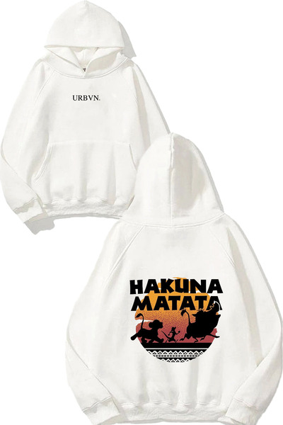 urbvn سويت شيرت أبيض كبير الحجم مطبوع بتصميم هاكونا ماتاتا