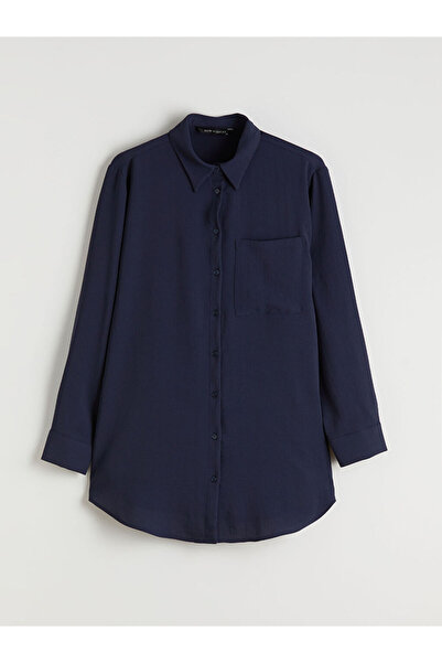 LC Waikiki Navy Blue Pocket Detailed Women's Shirt Tunic