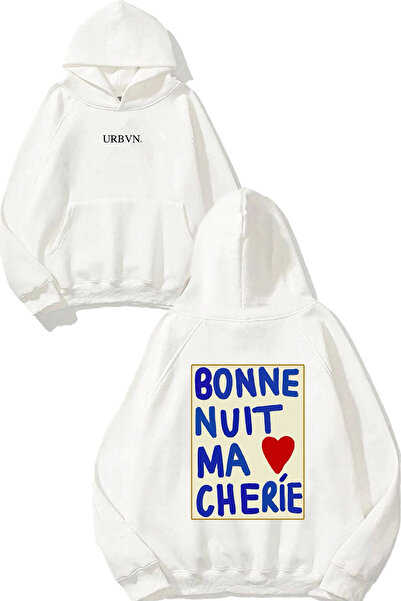 urbvn سويت شيرت أبيض كبير الحجم مطبوع بتصميم تشيري