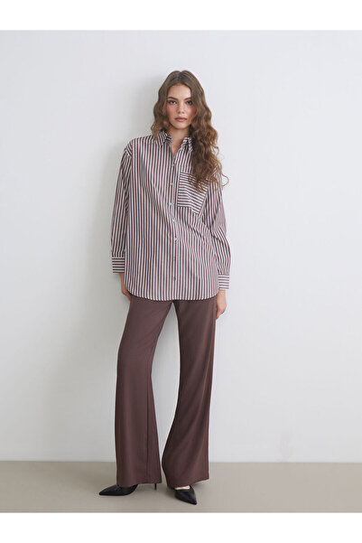 LC Waikiki Brown Standard Fit Wide Leg Women's Trousers