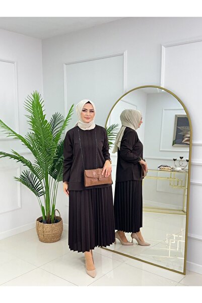 Valens Butik Pleated Skirt and Blouse Two-Piece Hijab Set Sevda