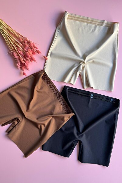 VicTroy Laser Cut Short 3-Piece High Waist Black, Coffee and Beige Non-Slip Silicone, Polyamide Seamless Corset-Leggings