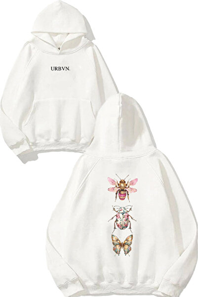 urbvn سويت شيرت أبيض كبير الحجم مطبوع عليه تصميم الحشرات