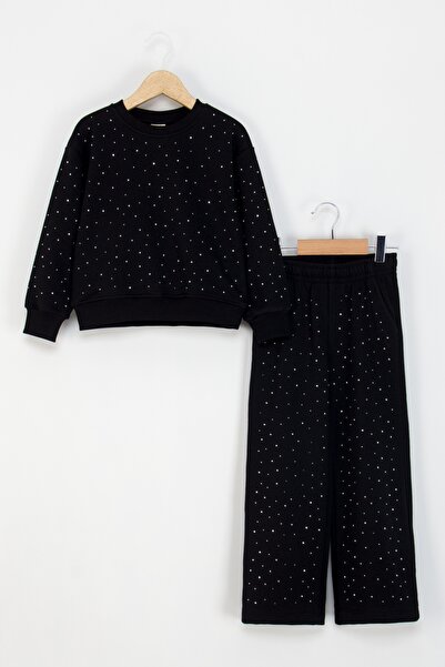 DMB BOYS & GIRLS بدلة رياضية قطنية واسعة الأرجل للفتيات مع طباعة حجرية