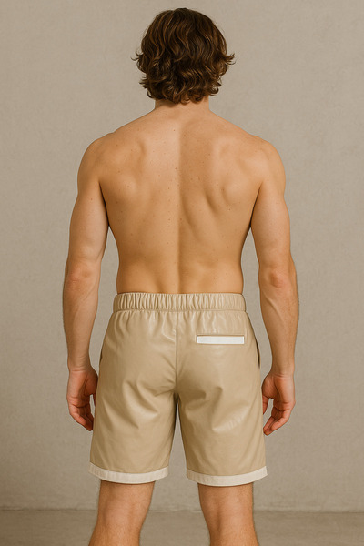 PROLET Contrast Trim Erkek PU Deri Şort