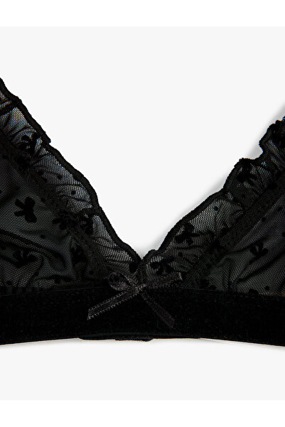 Koton Зручний бюстгальтер без підкладки, з рюшами, стрічковою обробкою та кісточкою