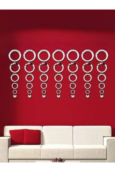Emaazz LLC 3D Mirror Acrylic Wall Stickers | 24PCS 4 Sets | Creative Circle Ring
