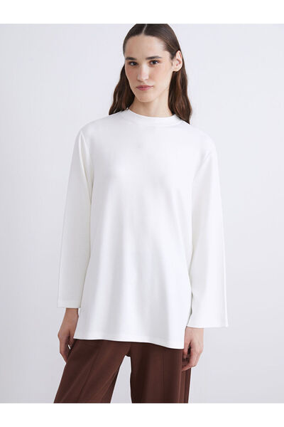 LC Waikiki تيشيرت نسائي من LCW ModestEkru برقبة دائرية قصة فضفاضة