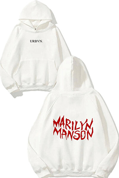urbvn سويت شيرت أبيض كبير الحجم مطبوع بتصميم مارلين مانسون