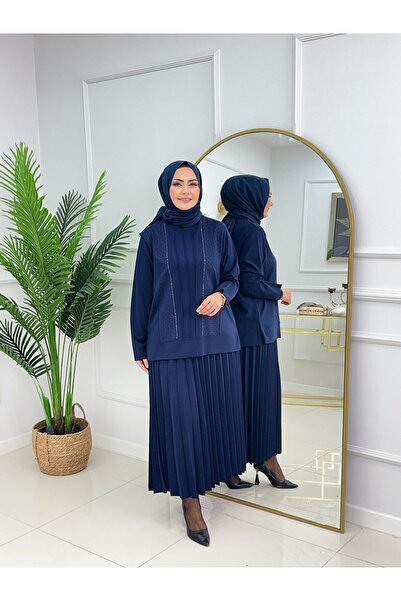 Valens Butik Pleated Skirt and Blouse Two-Piece Hijab Set Sevda