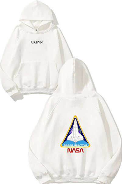 urbvn سويت شيرت أبيض كبير الحجم مطبوع عليه تصميم مكوك الفضاء