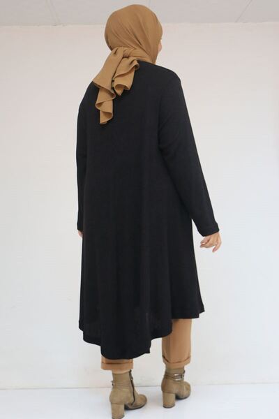 Eslina 58147 Plus Size Mevlana Cut Mir Tunic - Black