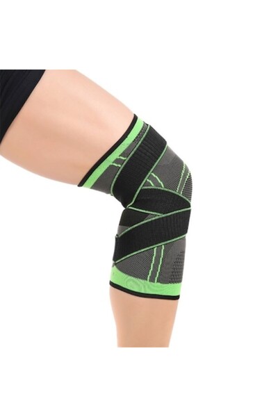 NEO Suport sport pentru genunchi - Design 3D, Textil și Nylon, Negru/Verde, Mărime L 34 cm