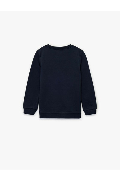 Koton Hanorac din bumbac cu mânecă lungă și decolteu tip ciclism cu broderie de tigru