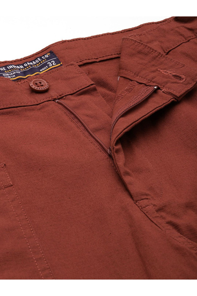 The Indian Garage Co By Styli Men Rust Slim Fit Cargo Trousers