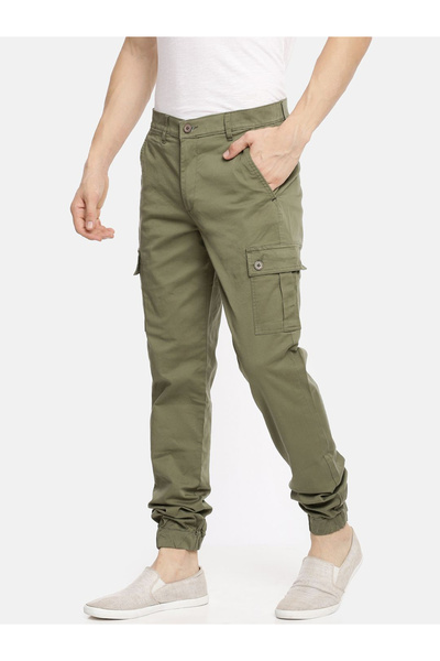 The Indian Garage Co By Styli Men Green Mid Rise Slim Fit Cargo Pants