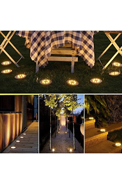 Hope Solar Ground Lights, 8 LED Outdoor Solar Disk Lights, Waterproof In-Ground Lights, Solar Gar