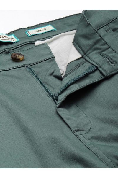 The Indian Garage Co By Styli Men Green Mid Rise Slim Fit Chino Pants