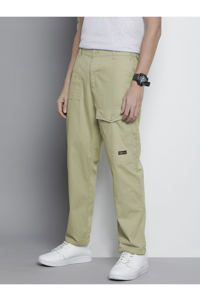 The Indian Garage Co By Styli Men Green Slim Fit Cargo Trousers