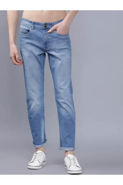The Indian Garage Co By Styli Men Mid Rise Slim Fit Blue Jeans
