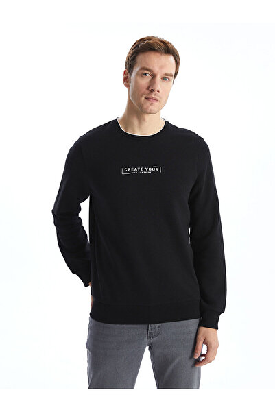 LC Waikiki Crew Neck Printed Men's Thick Sweatshirt