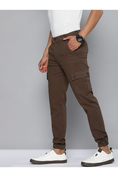 The Indian Garage Co By Styli Men Brown Slim Fit Cargo Pants