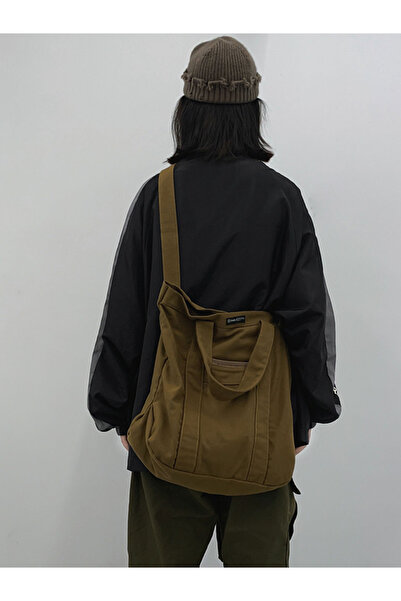 Take Two By Styli Khaki Canvas Double Top Handle Tote Bag