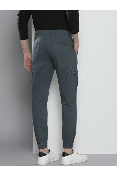 The Indian Garage Co By Styli Men Grey Solid Slim Fit Cargo Pants