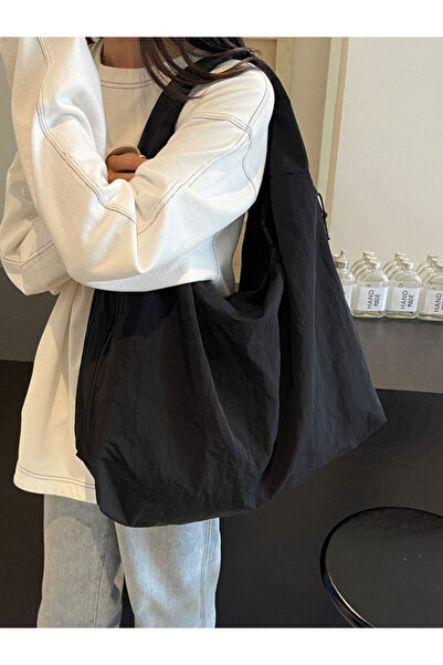 Take Two By Styli Black Solid Zip Closure Shoulder Bag