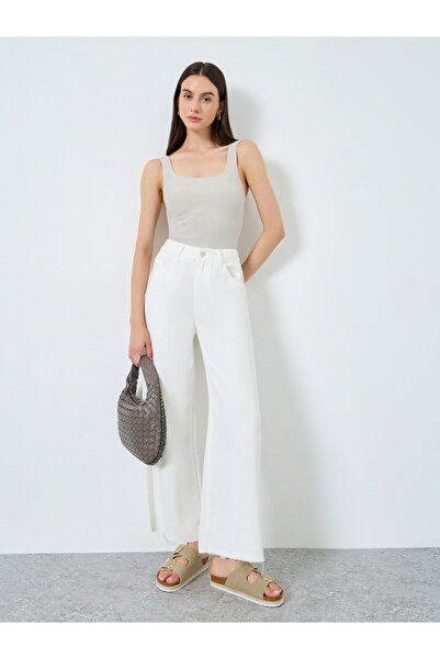 Take Two By Styli Solid Mid Rise Wide Leg Jeans
