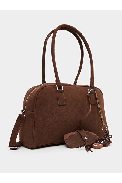 Styli Coffee Brown Suede Look Shoulder Bag