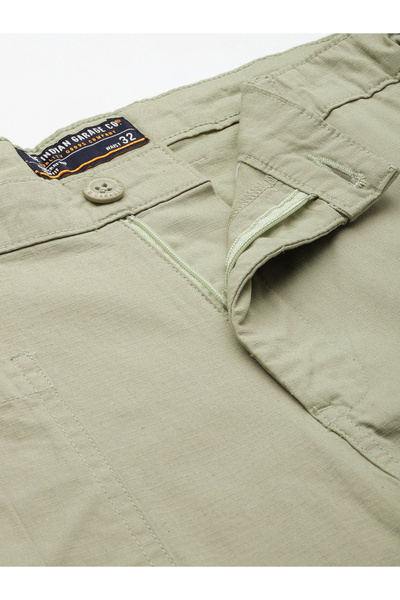 The Indian Garage Co By Styli Men Green Slim Fit Cargo Trousers