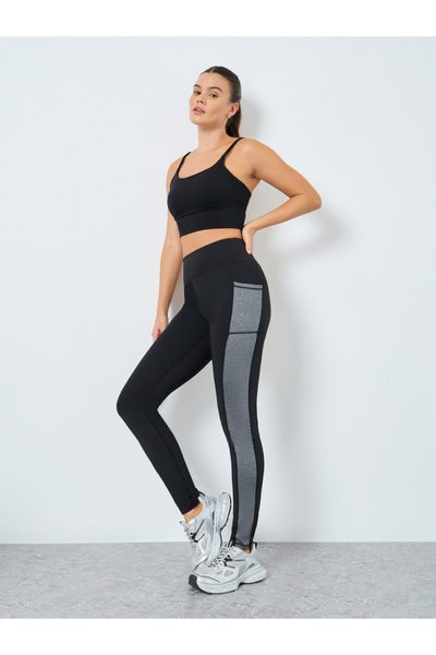Styli Color Block Pocket Detail Full Length Leggings