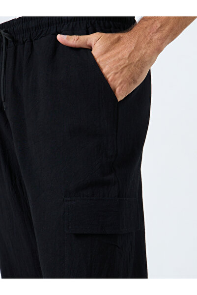 Styli Men Linen Blend Straight Leg Plain Trousers