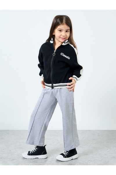 Styli Girls Grey Wide Leg Joggers with Pintuck Detail