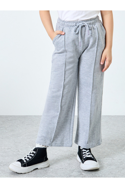 Styli Girls Grey Wide Leg Joggers with Pintuck Detail