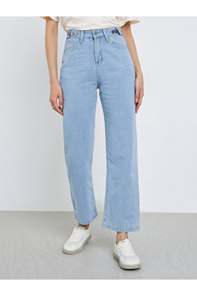 Take Two By Styli Women Straight Leg Jeans with Button-Adjustable Waistband