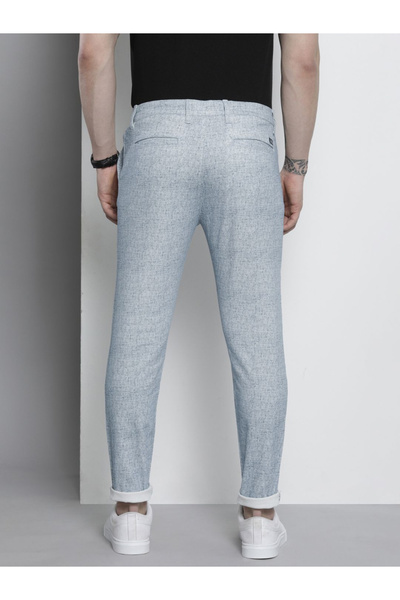 The Indian Garage Co By Styli Men Grey Slim Fit Textured Chino Pants