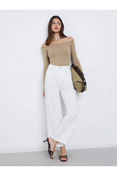 Take Two By Styli Solid Mid Rise Wide Leg Jeans
