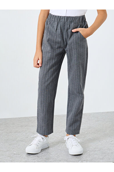 Styli Boys Grey Striped Relaxed Fit Pants