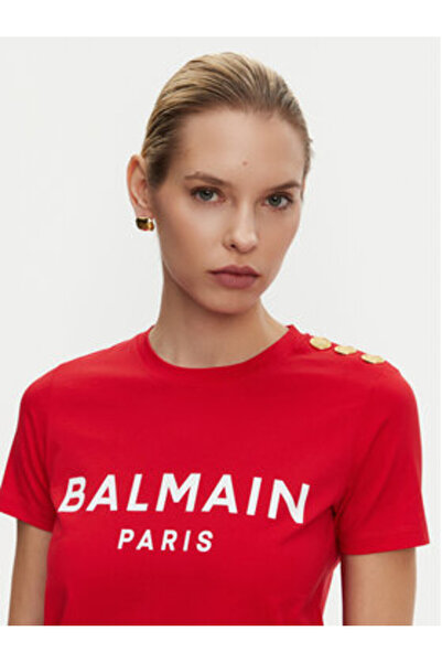 BALMAIN Γυναικείο T-Shirt BF1EF005BB02 Κόκκινο