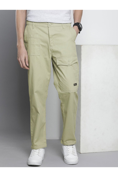 The Indian Garage Co By Styli Men Green Slim Fit Cargo Trousers