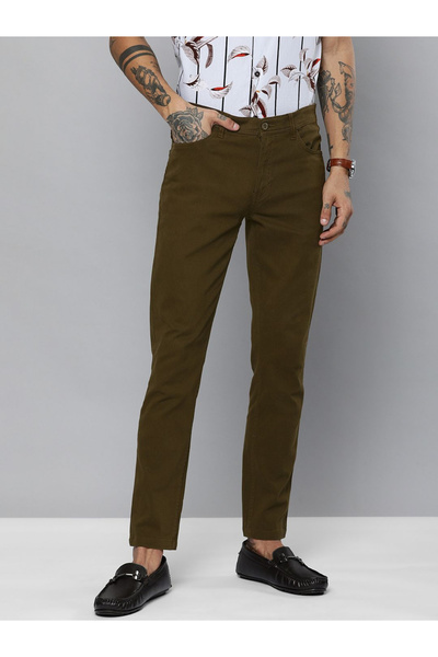The Indian Garage Co By Styli Men Brown Mid Rise Slim Fit Chino Pants