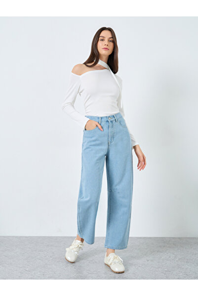 Take Two By Styli Solid Mid Rise Wide Leg Jeans