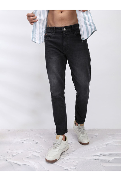 The Indian Garage Co By Styli Men Dark Wash Slim Fit Black Jeans